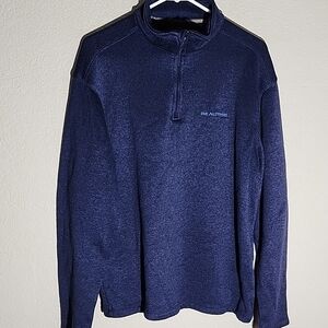 Realtree Navy Blue Quarter  Zip Pullover Sweater Mens Size L Flannel